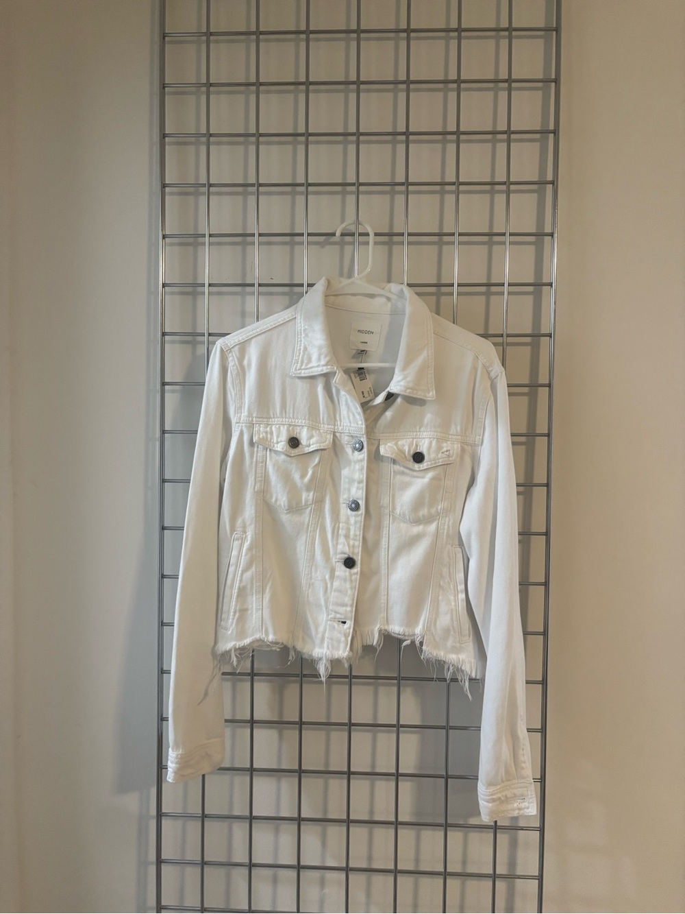 White Distressed Crop Denim Jacket - Women